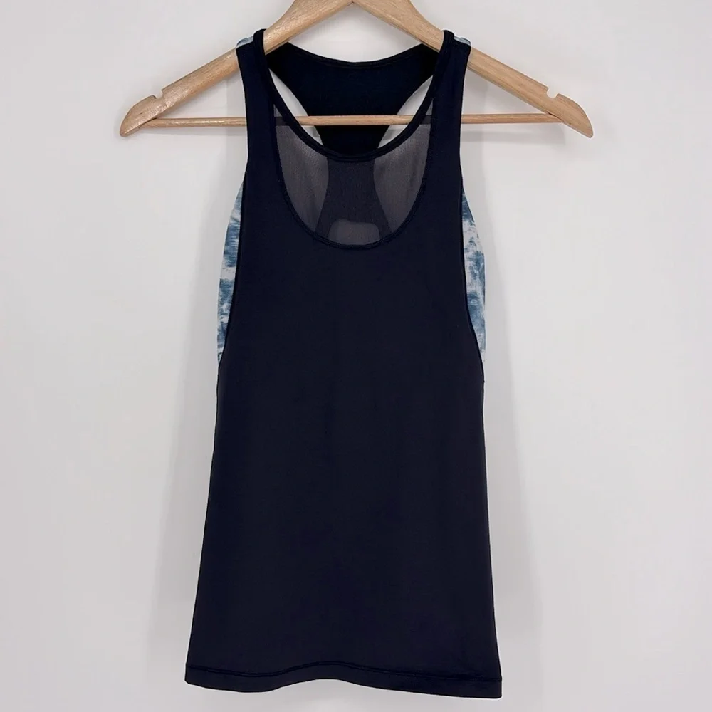 Lululemon Mesh With Me Tank Naval Blue/Sea Side Silver Fox Alberta Lake Size 4