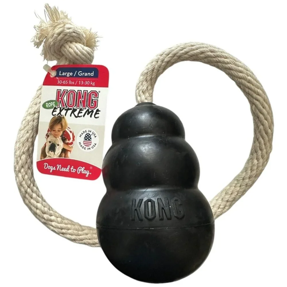 KONG Extreme on Rope Fetch Tug Durable Dog Toy Heavy Chewer Power Chewers NEW‎