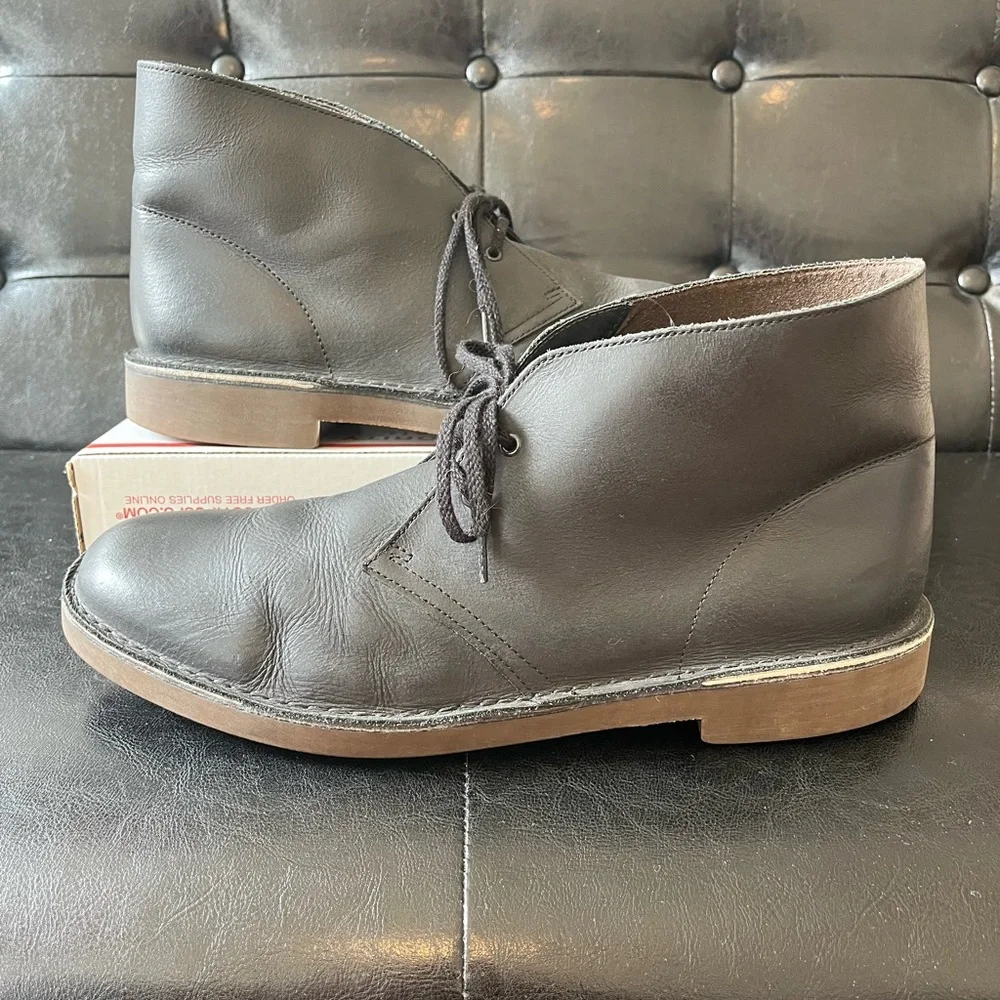 Clarks Bushacre Leather Chukka‎ Boots Black Sz 13