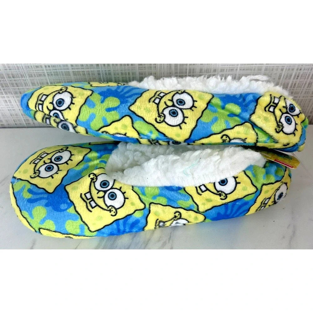 Sponge Bob Square Pants Nickelodeon‎ Slippers Sherpa Kids S/M Size 8 - 13 BxV