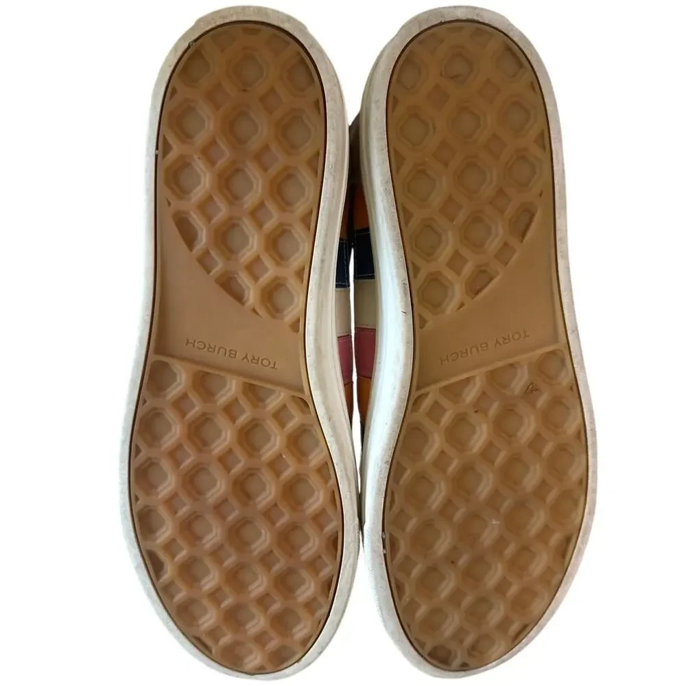 Tory Burch Patchwork Sneakers Rainbow Leather Court‎ Shoes 7
