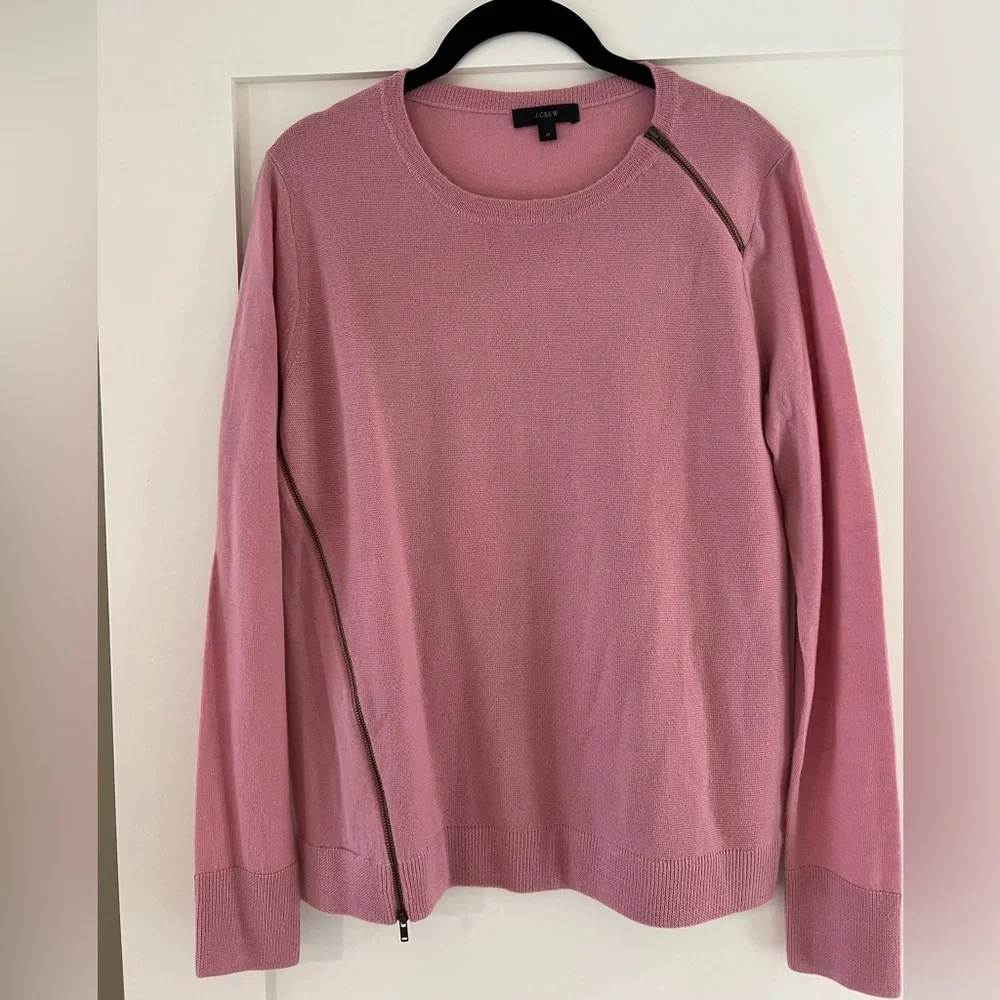 J. Crew Pink Merino Wool Sweater Sz M NWOT