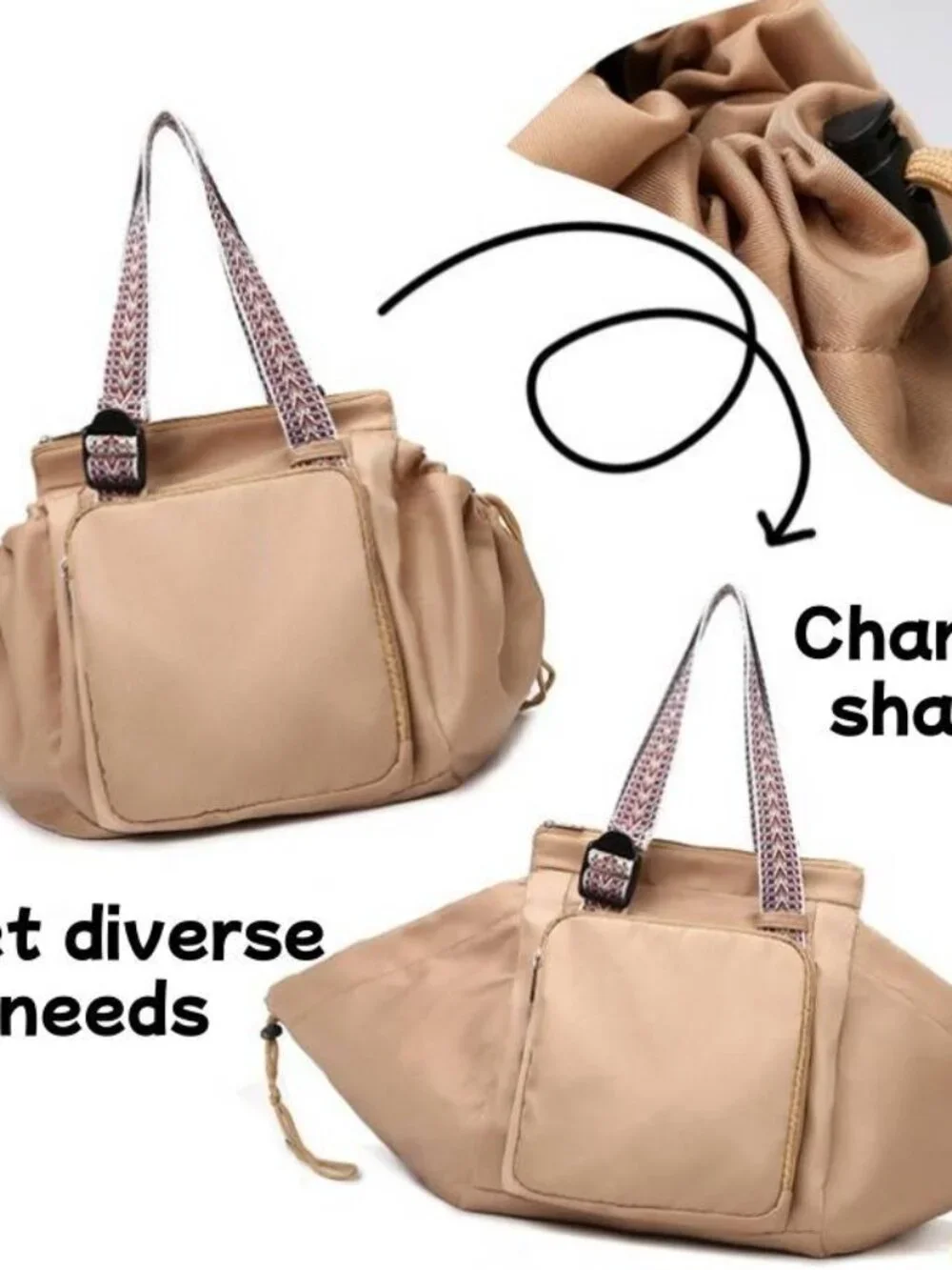 Multifunctional Women's Diaper Bag Handbag Convertible Tote Backpack Travel Bag