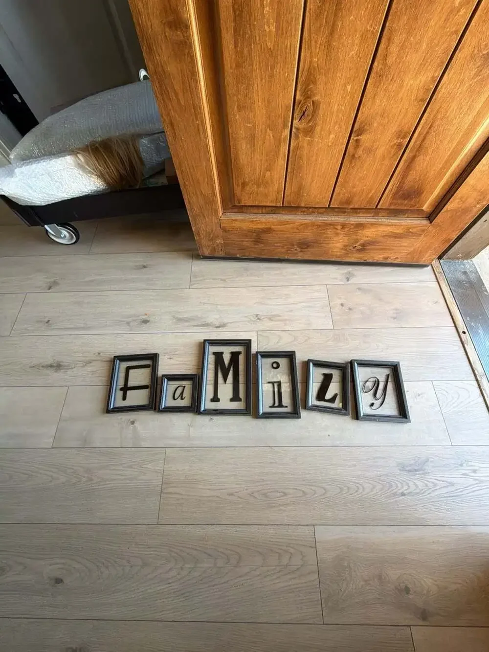 Rustic Black Wood Floating Letter Photo Frame Set - FAMILY
