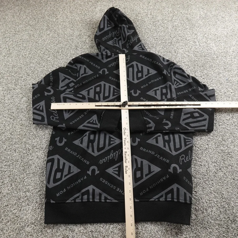 NEW True Religion Hoodie Mens L Black Horseshoe Logo Full‎ Zip Sweatshirt Jacket