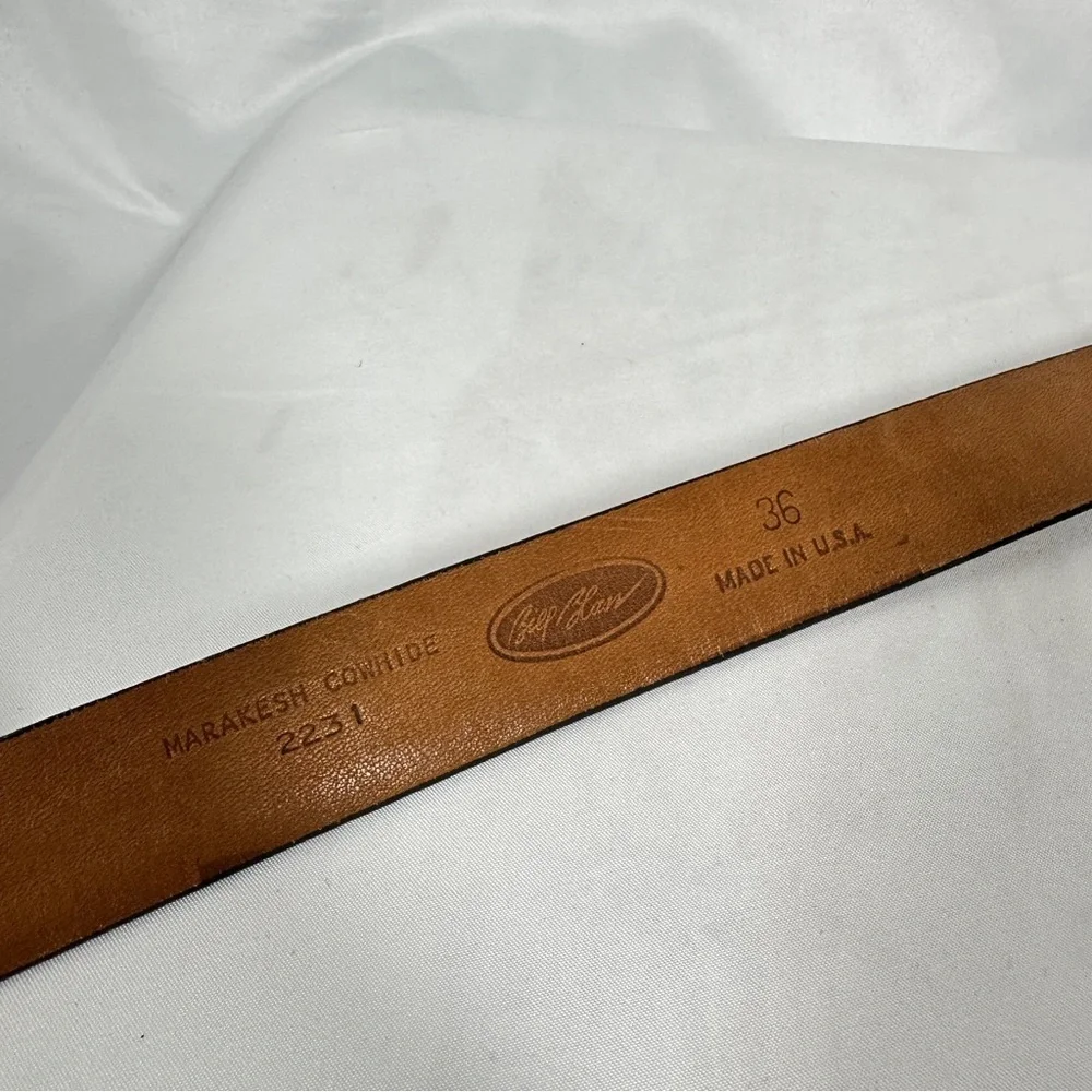 Bill Blass Vintage Leather Belt Brass Buckle Made in USA 36 Quiet Luxury