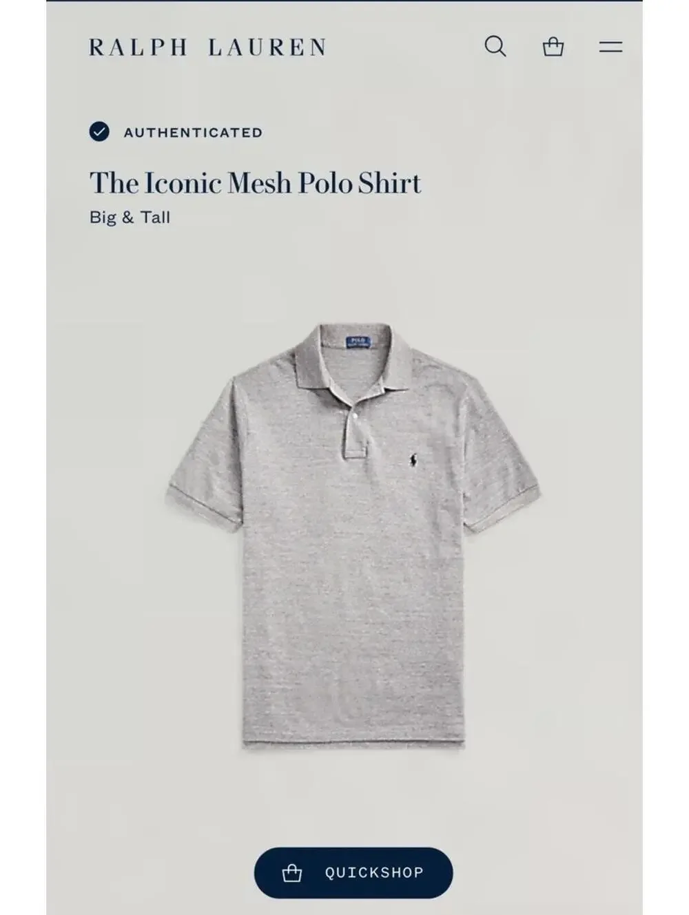Ralph Lauren new tall mesh