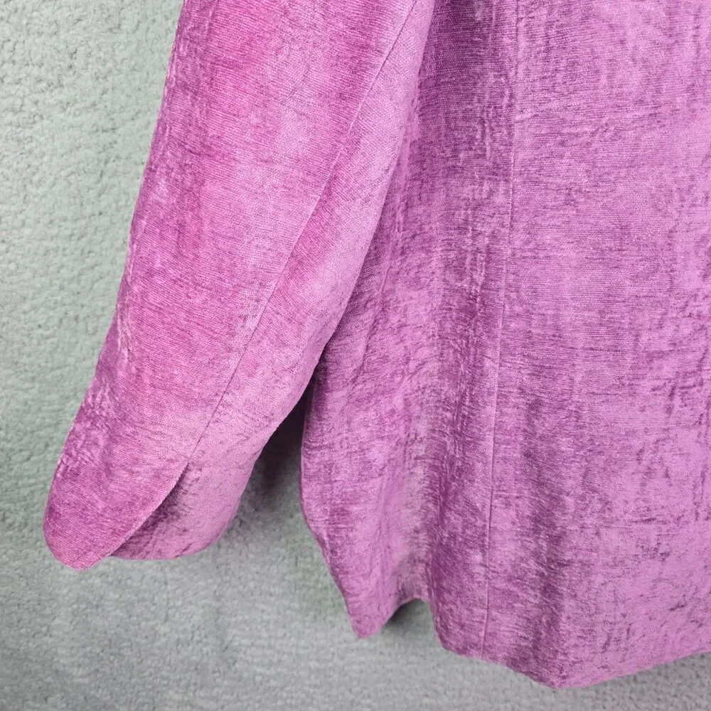 Koret Woman Jacket Purple 26W Textured Tapestry Open Front Career