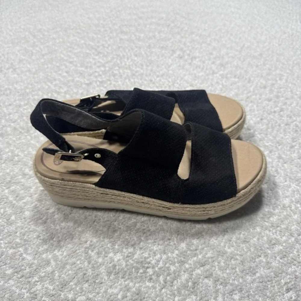 Dr Scholls Womens Oh Hey Wedge Comfort Espadrille Sandals Black Platform Sz 8.5M
