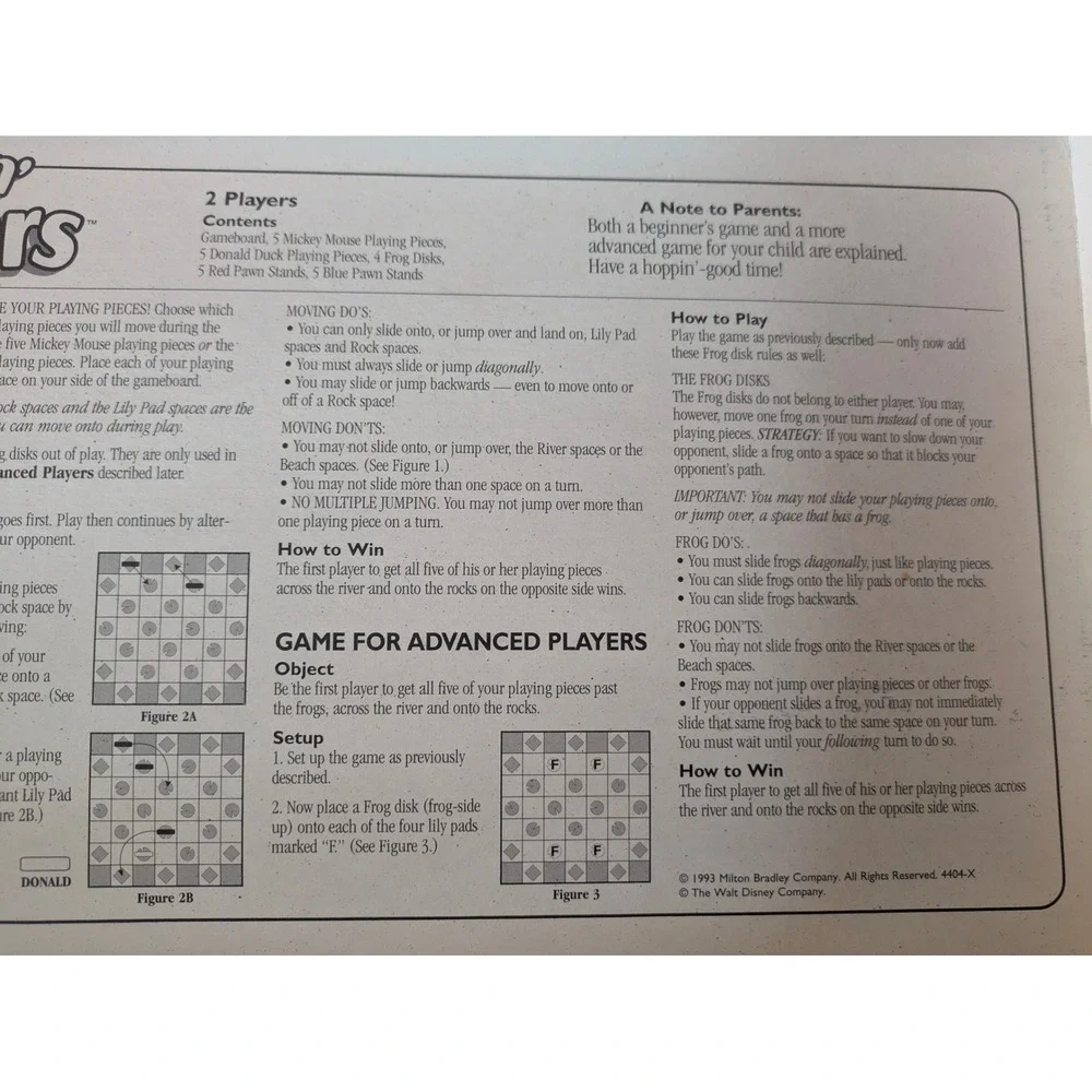 Mickey's‎ Stuff Hoppin' Checkers Game Disney Board Game Milton Bradley Kids