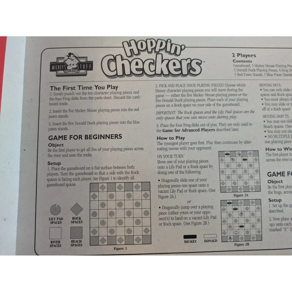 Mickey's‎ Stuff Hoppin' Checkers Game Disney Board Game Milton Bradley Kids