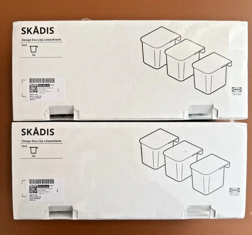 IKEA SKÅDIS 6 Pack Storage Container w/Lid Transparent Black – NEW
