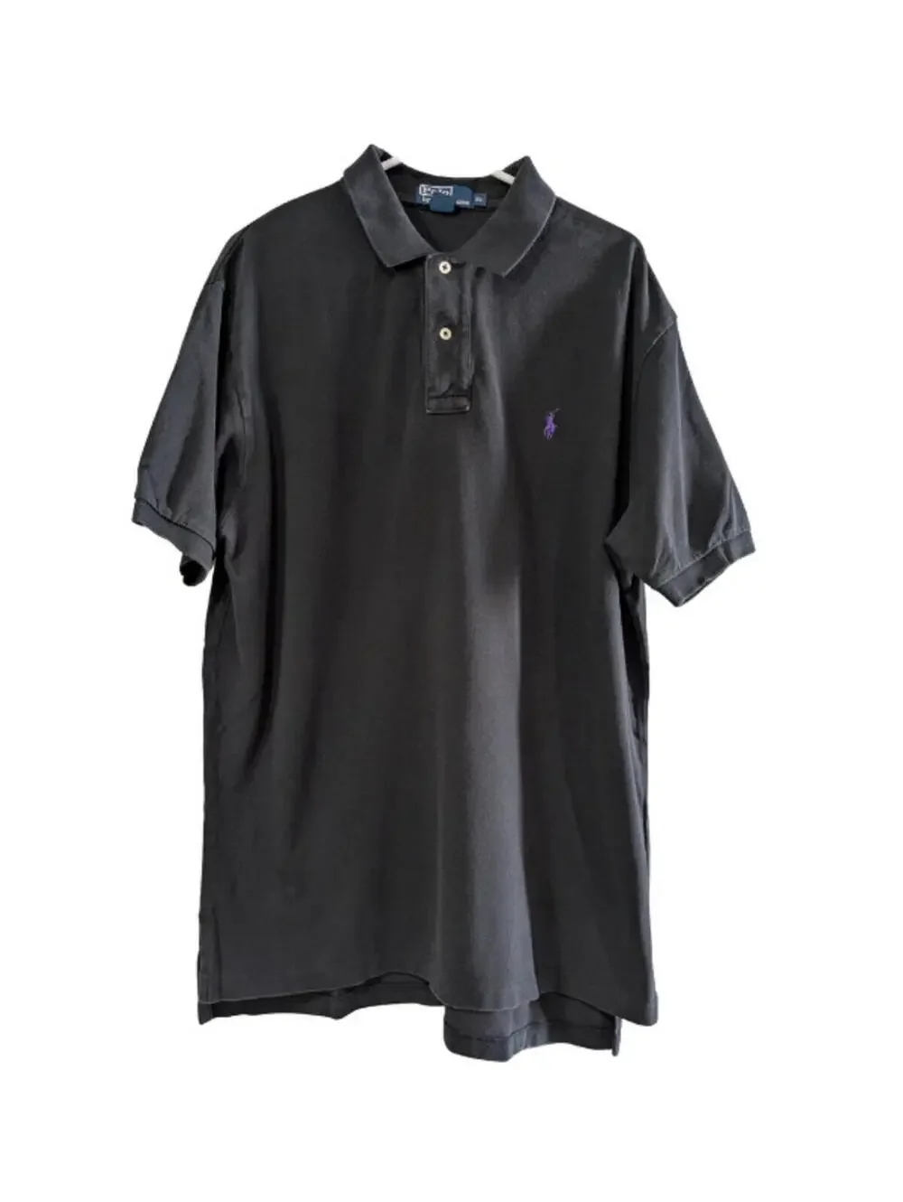 Polo by Ralph Lauren Men's Polo Shirt, Black, Size XL, Cotton, Purple Logo