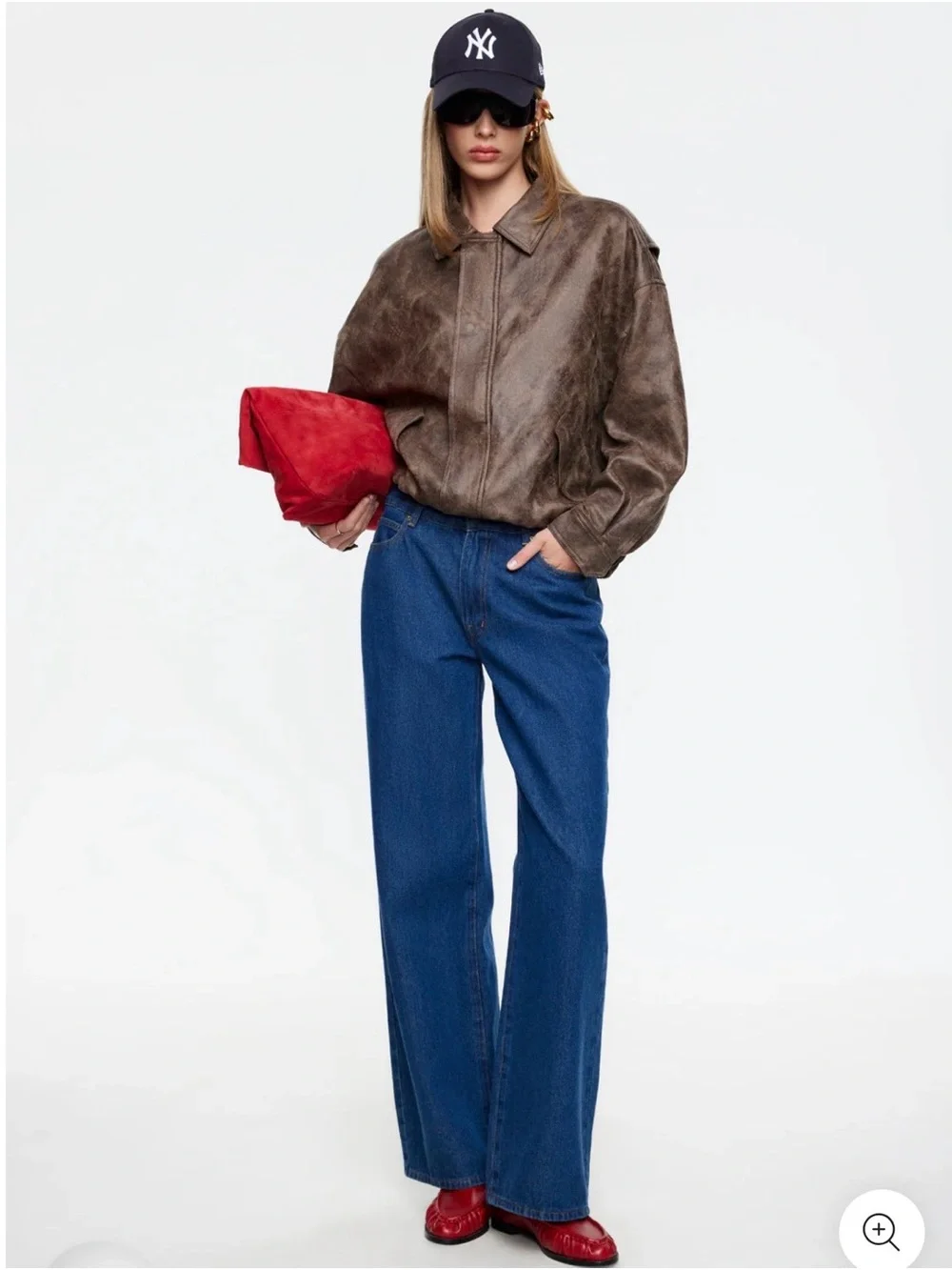 Lioness High Rise Wide Leg Jeans Dark Wash 100% Cotton Size S.