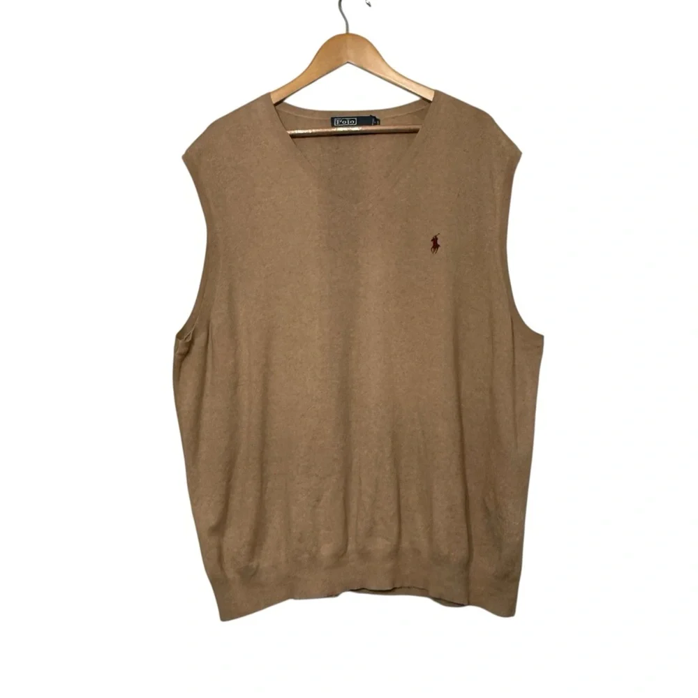 Polo Ralph Lauren Sweater‎ Vest Tan Neutral Teacher Business Casual Men’s 2XB