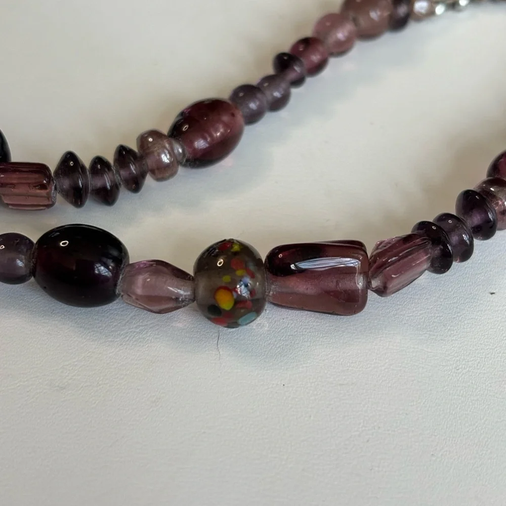 Elegant Purple Glass Beaded Necklace