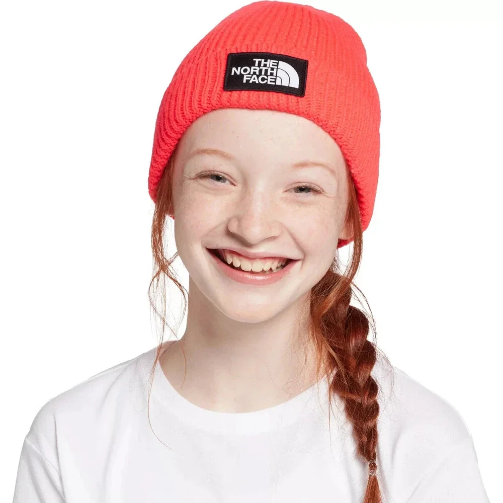 The North Face NF0A7WGC397 Beanie Kids Brilliant Coral Box Logo Cuffed UPS1150