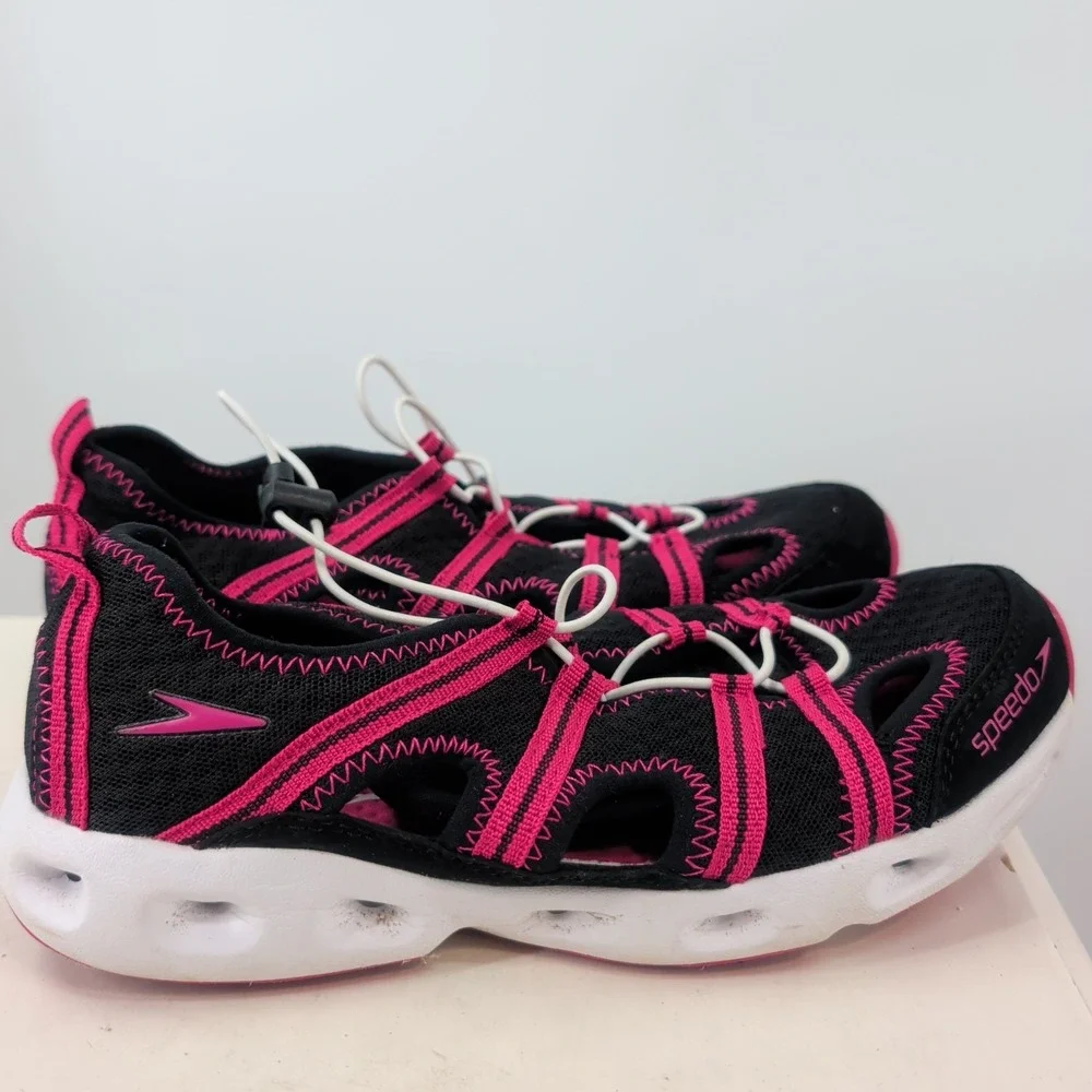 Speedo Hydro Comfort 4.0 Lace-Up Waterproof Athletic Sneakers Black Pink‎ Size 8