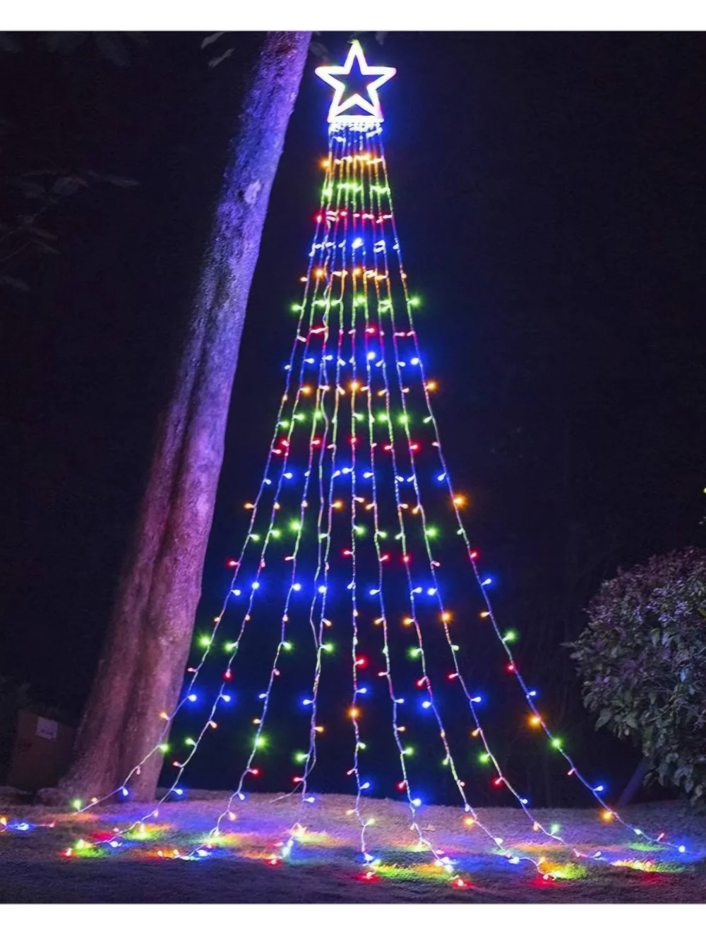 Outdoor Christmas Decorations, 320 LED Waterfall String Lights, 8 Light Modes