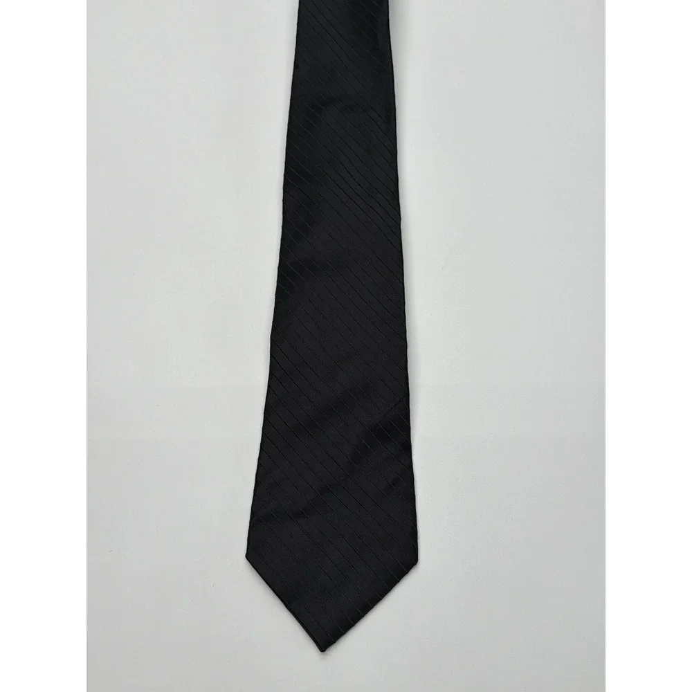 Club Room Mens Black Silk Diagonal Stripe Classic‎ Necktie Formal Business Tie
