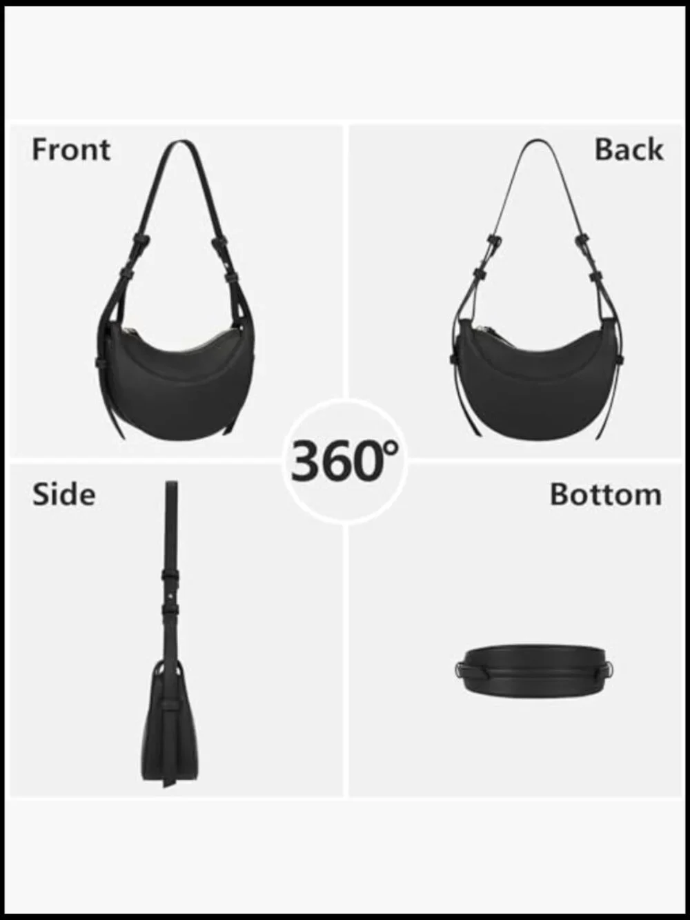 Faux Leather Saddle Bag Crescent Crossbody Hobo Handbag Shoulder Purse