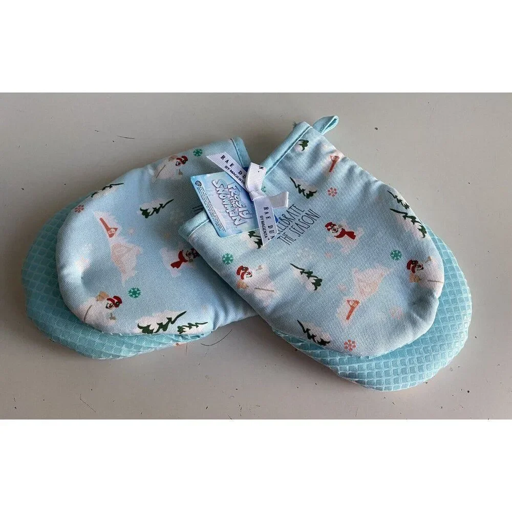 2 Pack Rae‎ Dunn Oven Mitts Frosty The Snowman Celebrate The Season Holiday NEW