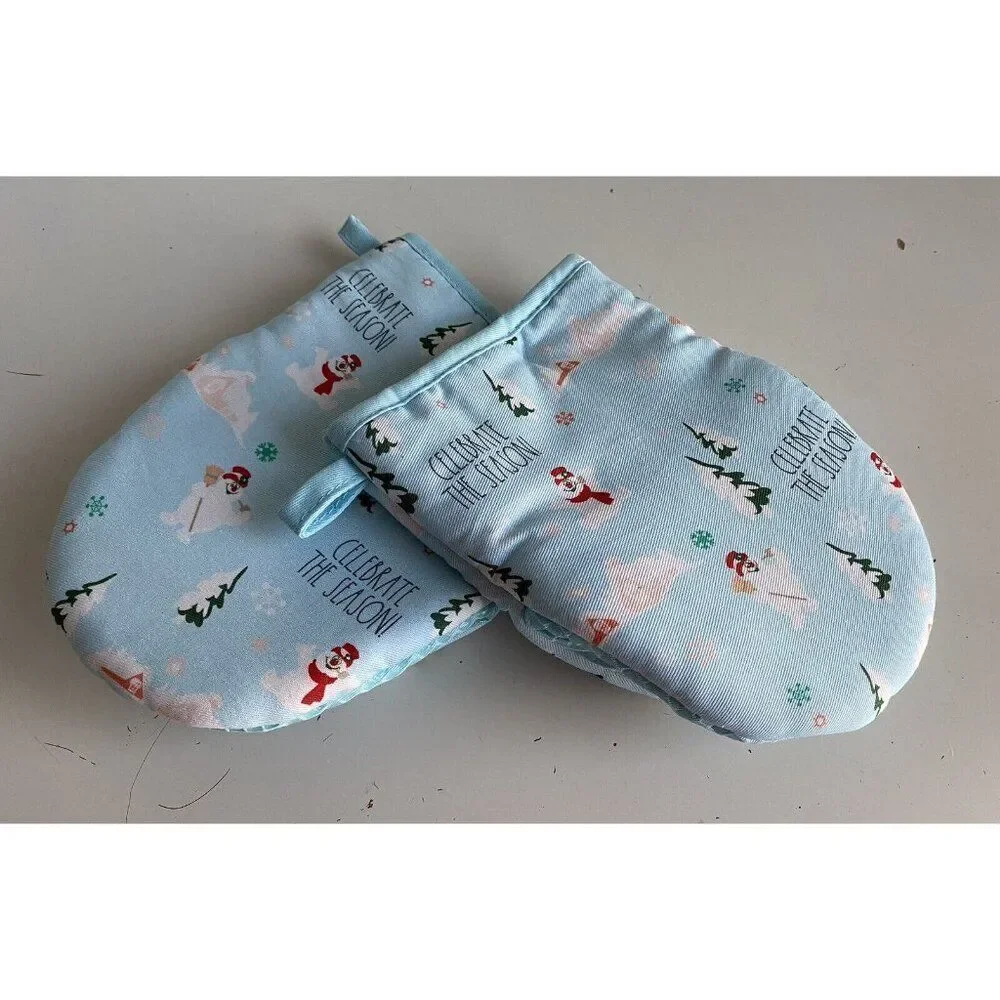 2 Pack Rae‎ Dunn Oven Mitts Frosty The Snowman Celebrate The Season Holiday NEW