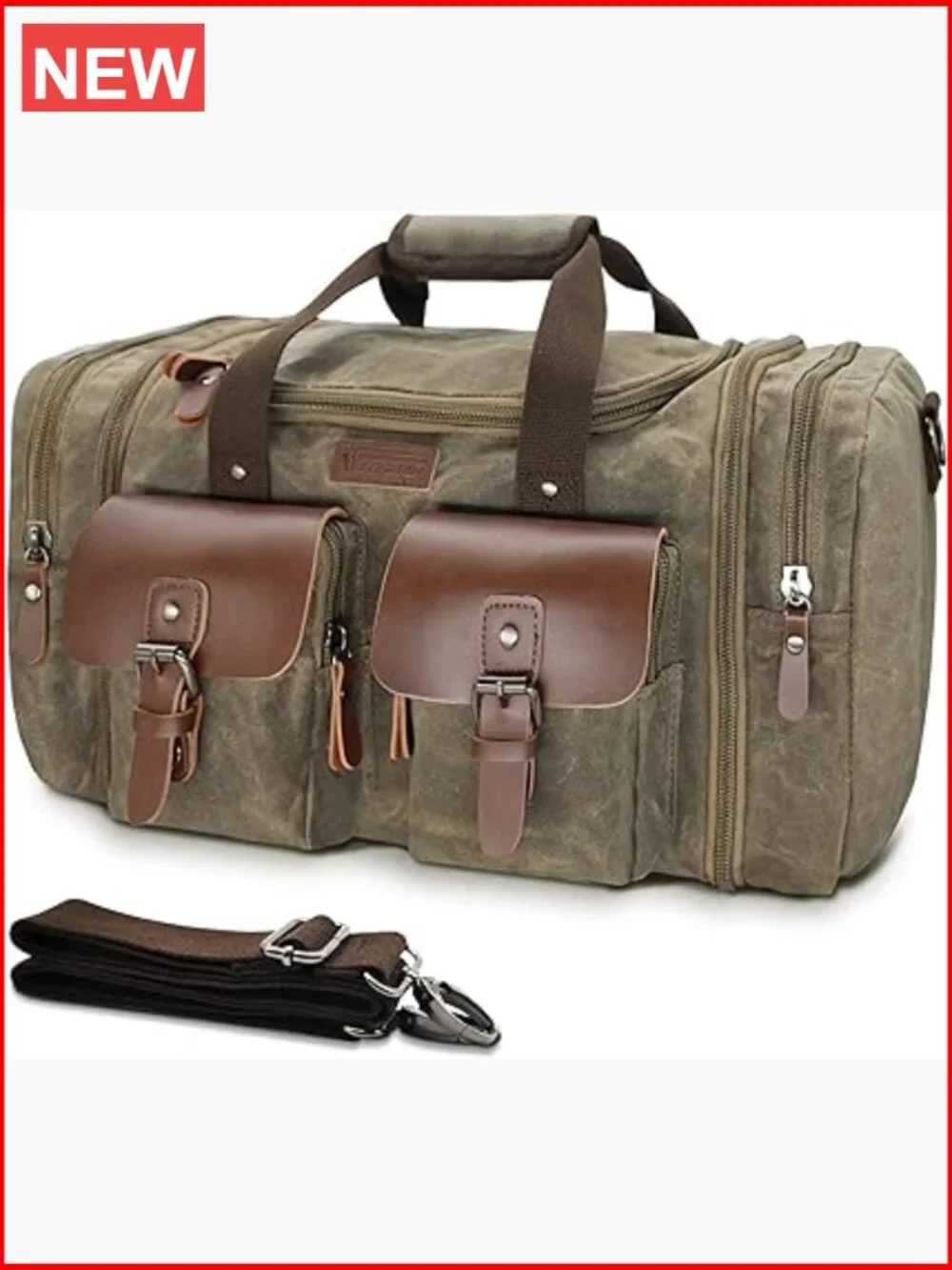 Waxed Canvas 50L Waterproof Weekender Overnight Travel Duffle Bag