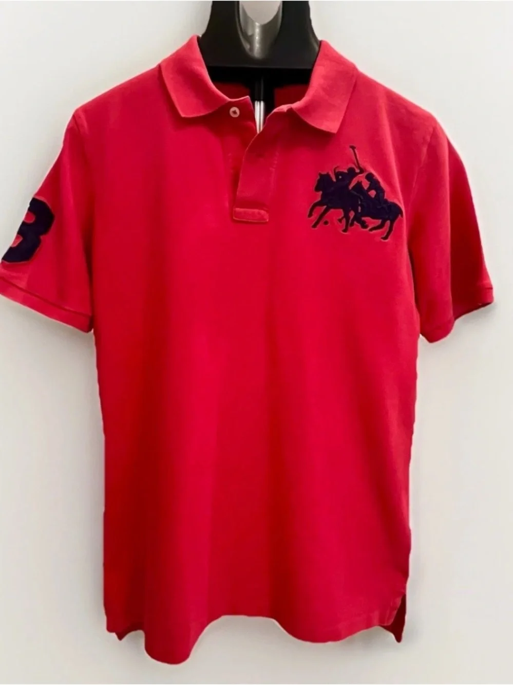 Ralph Lauren Boys Red Big Blue Pony Polo Shirt SZ XL 18-20