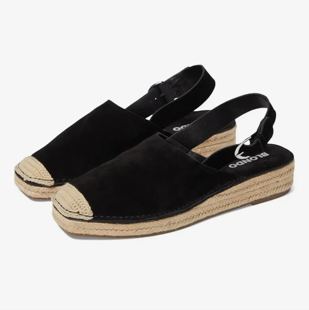 Blondo Hiliani Black‎ Espadrille Slingback Flats NWOT