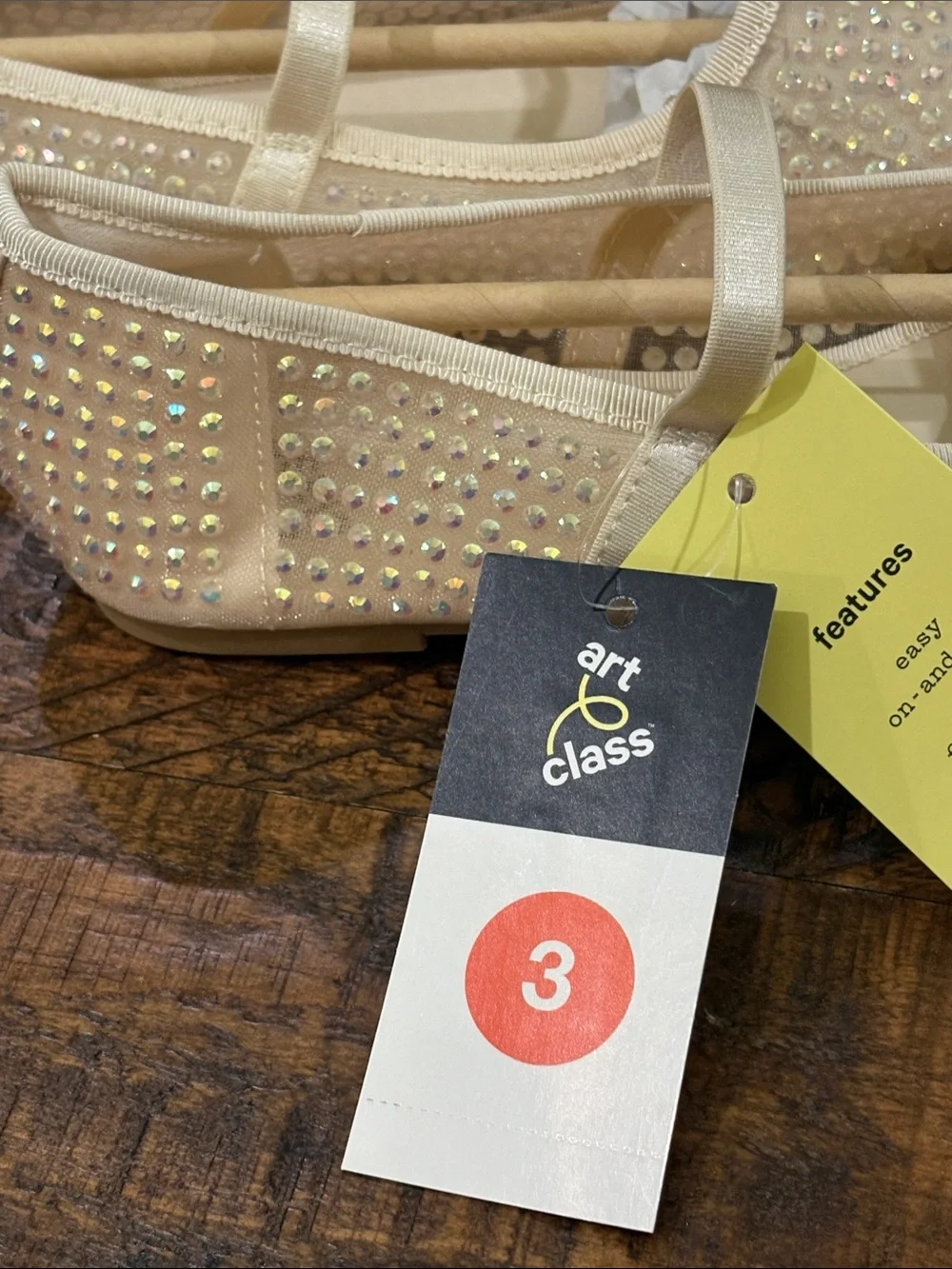art class Girls Cream Rhinestone Mary Jane Dress Shoes