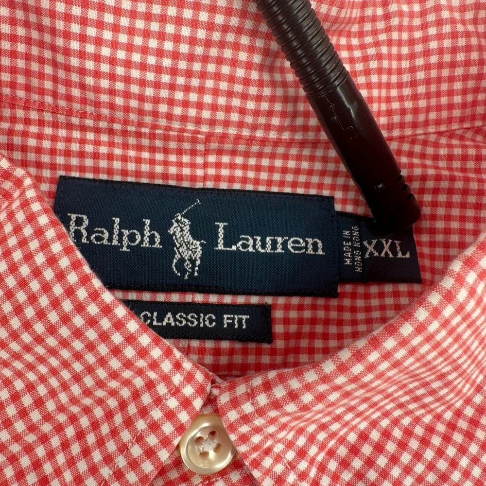 Polo Ralph Lauren Mens XXL Red Gingham Check Classic Fit Button Down Shirt