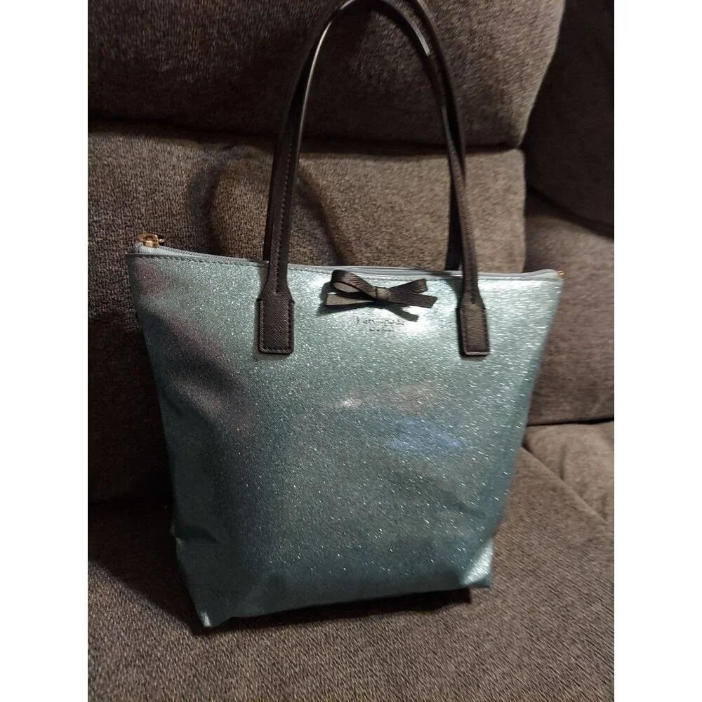 Kate Spade New York Purse Ice Blue Sparkle Glitter-Hand Bag Or Shoulder‎ Bag