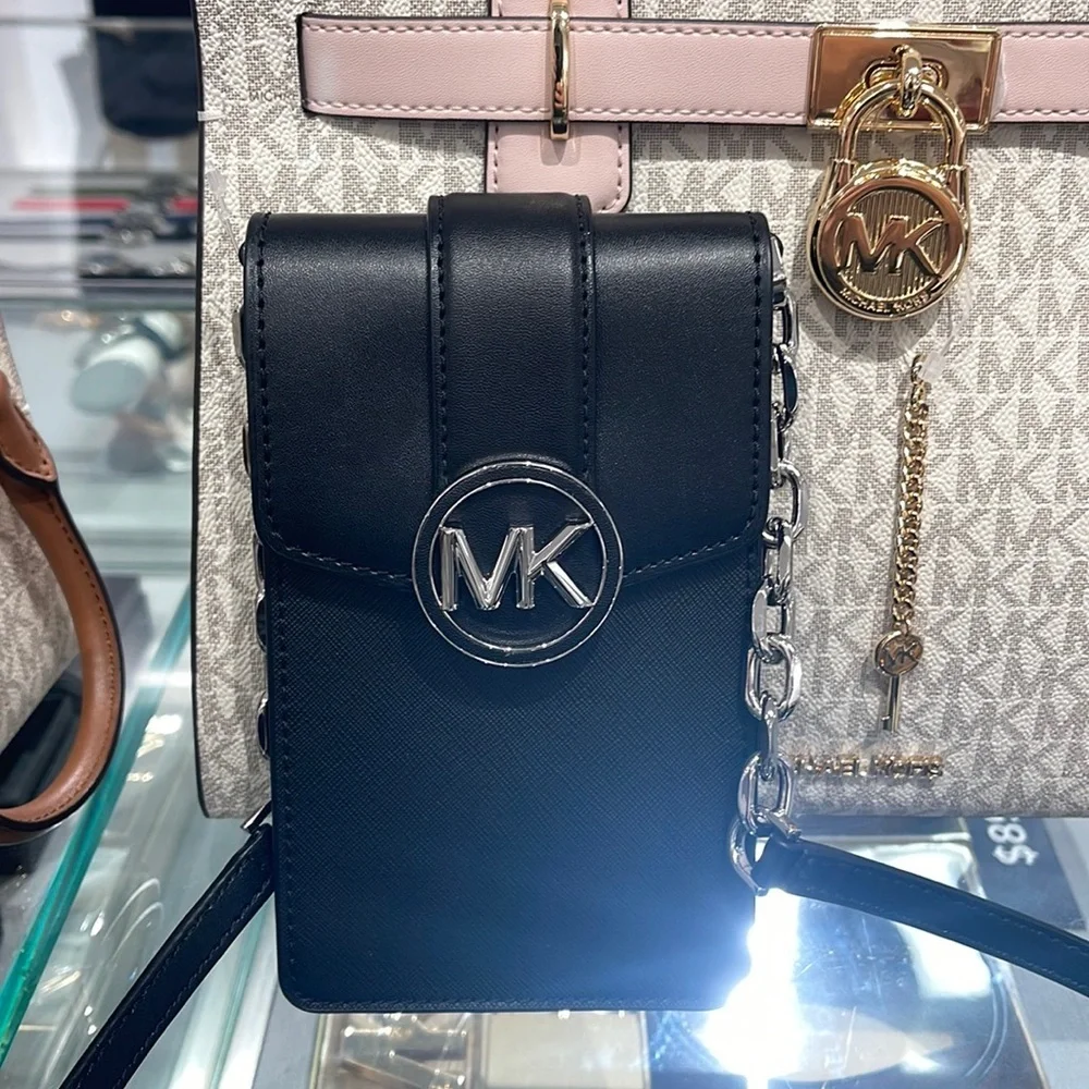 Michael Kors Carmen Small Logo Smartphone Crossbody Bag  Black  NWT
