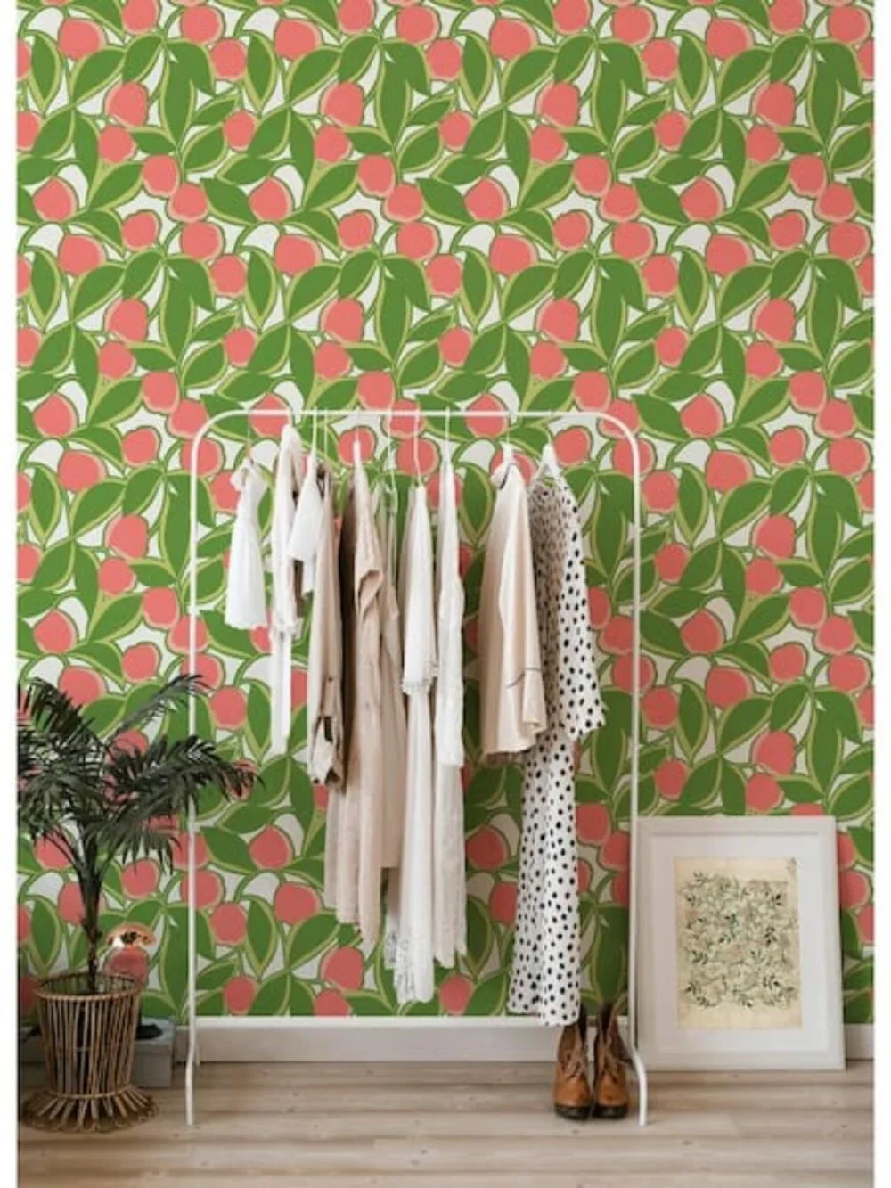 NEW NuWallpaper x Megan Carter Talia Green Peel and Stick Green Peach Wallpaper