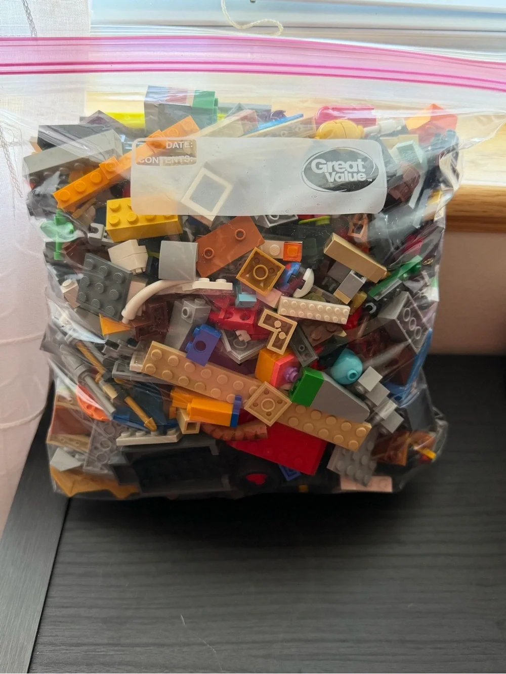 Lego Mixed Color Building Brick Lot - Red, Yellow, Blue, Green, Tan, Gray, Black