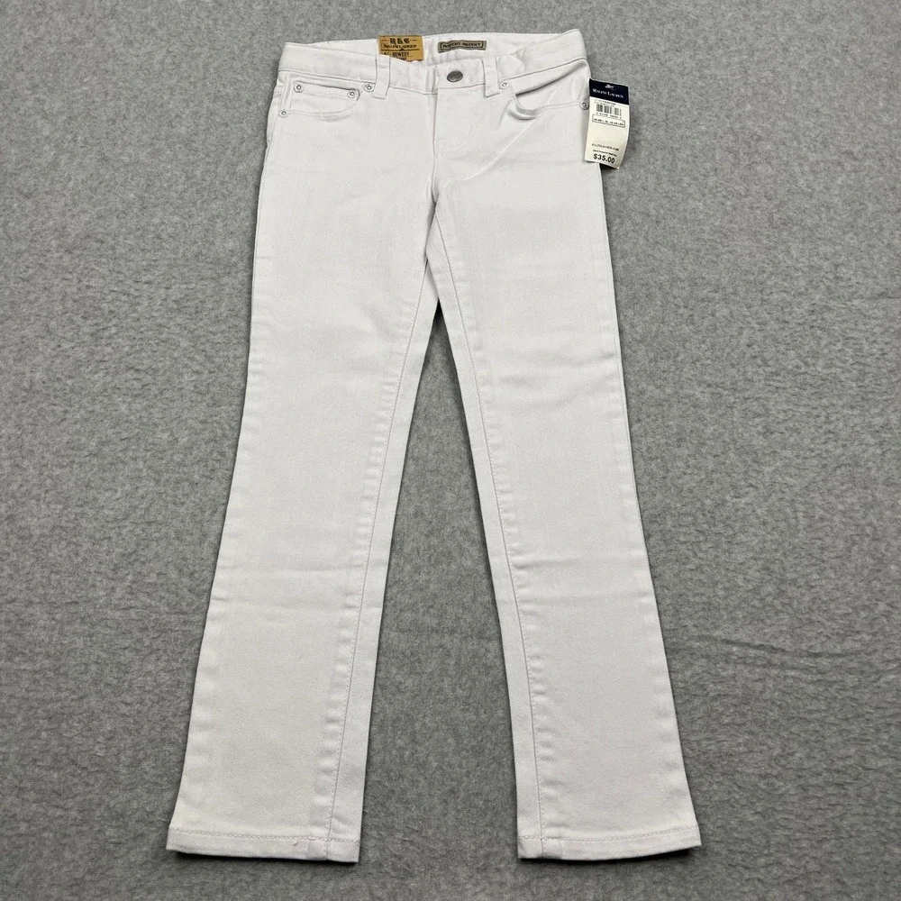 NEW Ralph Lauren Bowery Skinny Jeans Youth Girls' 6 White Denim Skinny Pants‎