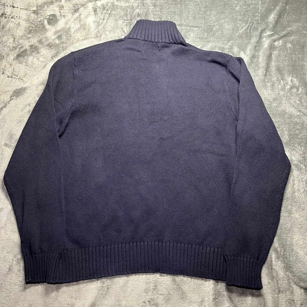 Vintage Polo Ralph Lauren 1/4 Zip Knit Sweater Men's XXL Navy 100% Pima Cotton