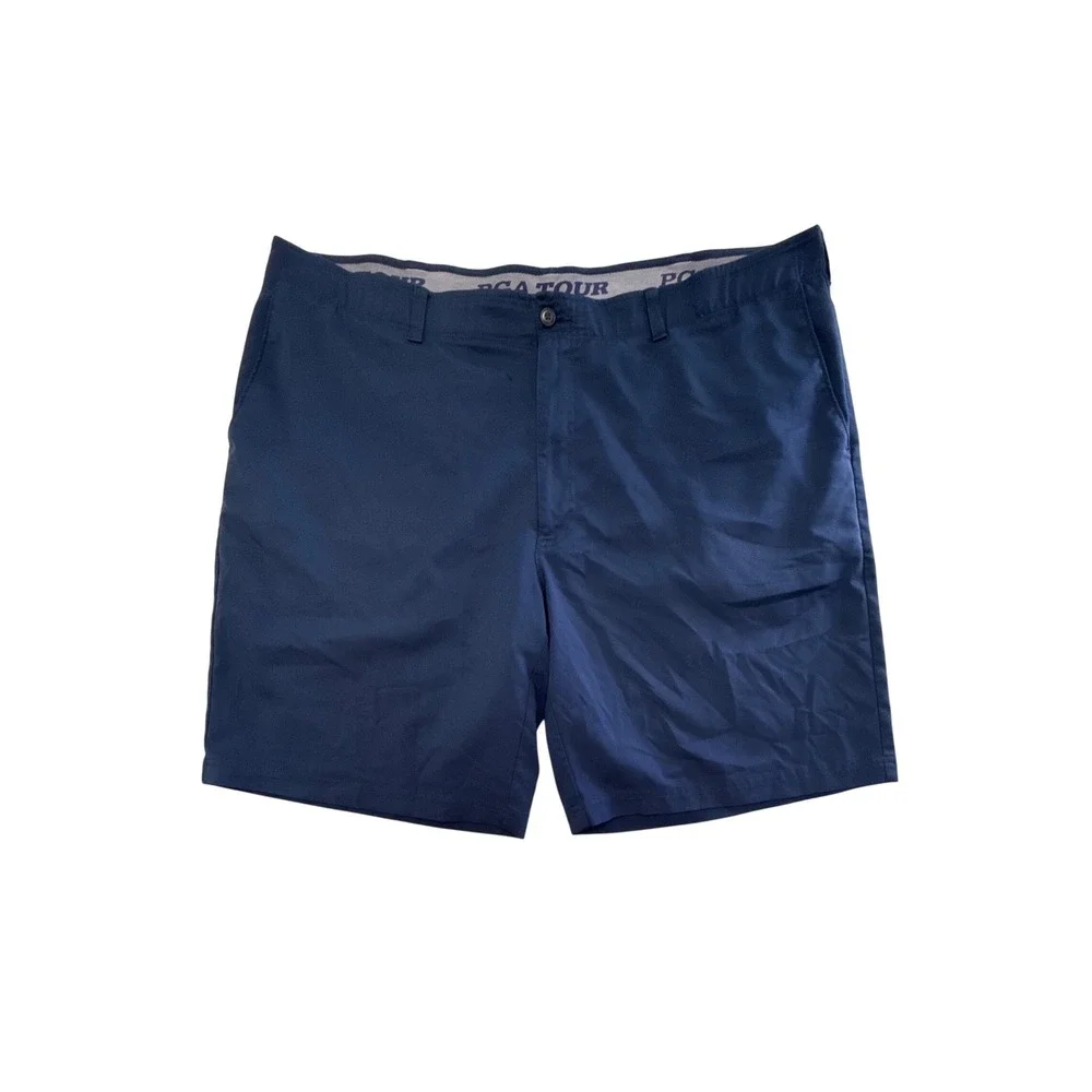 PGA Tour Mens Golf Shorts Navy Blue Flat Front Stretch Performance Size 44