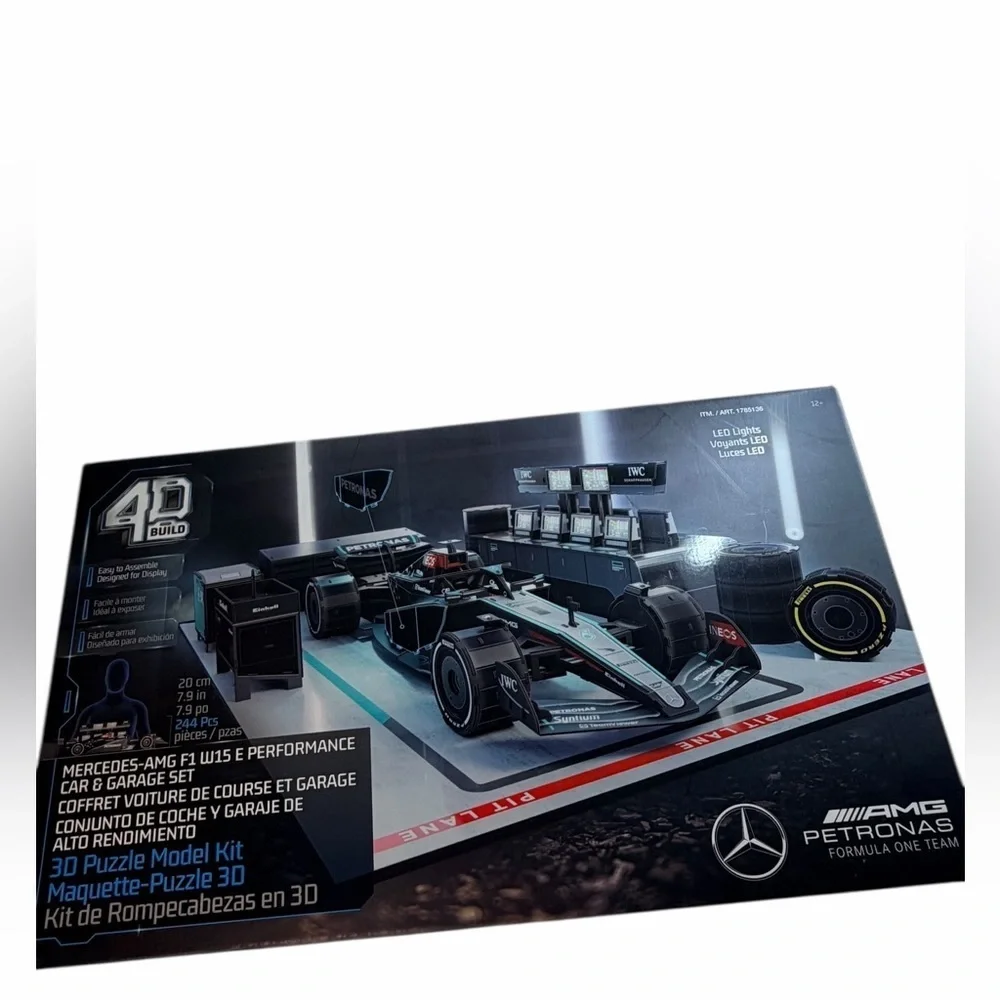 4D Build Mercedes AMG Petronas F1 Car Garage 3D Puzzle Kit with LED Lights