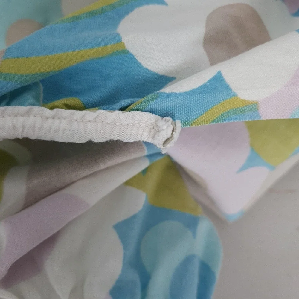 Vntg Floral Fitted Sheet and Pillowcase Blue Green Mod Flower Power Retro Twin