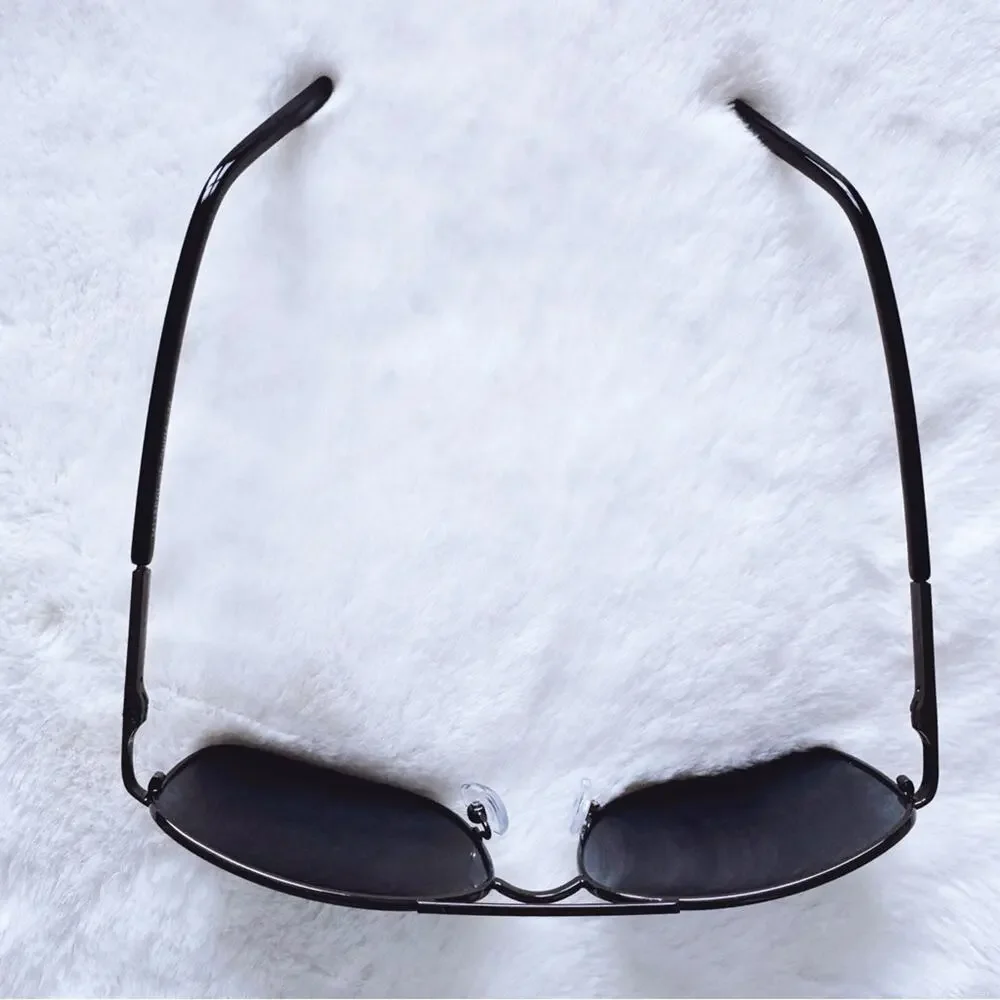 Troy Black w/ Black Rims Rectangular Polarized Sunglasses