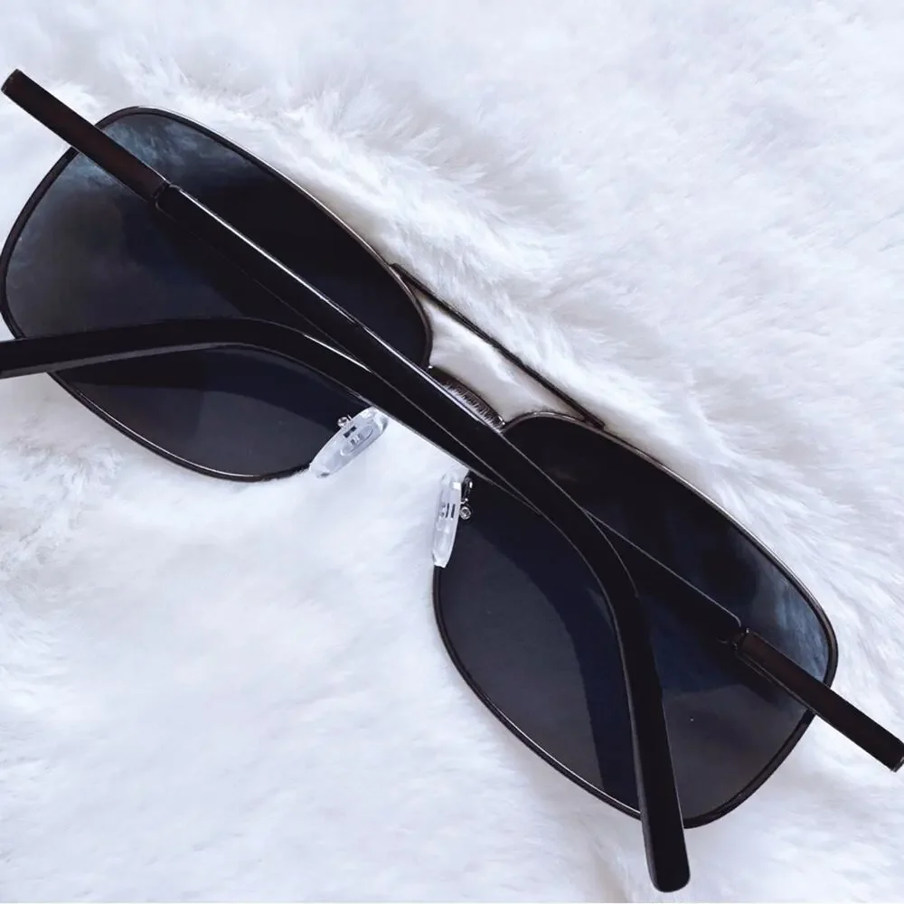 Troy Black w/ Black Rims Rectangular Polarized Sunglasses