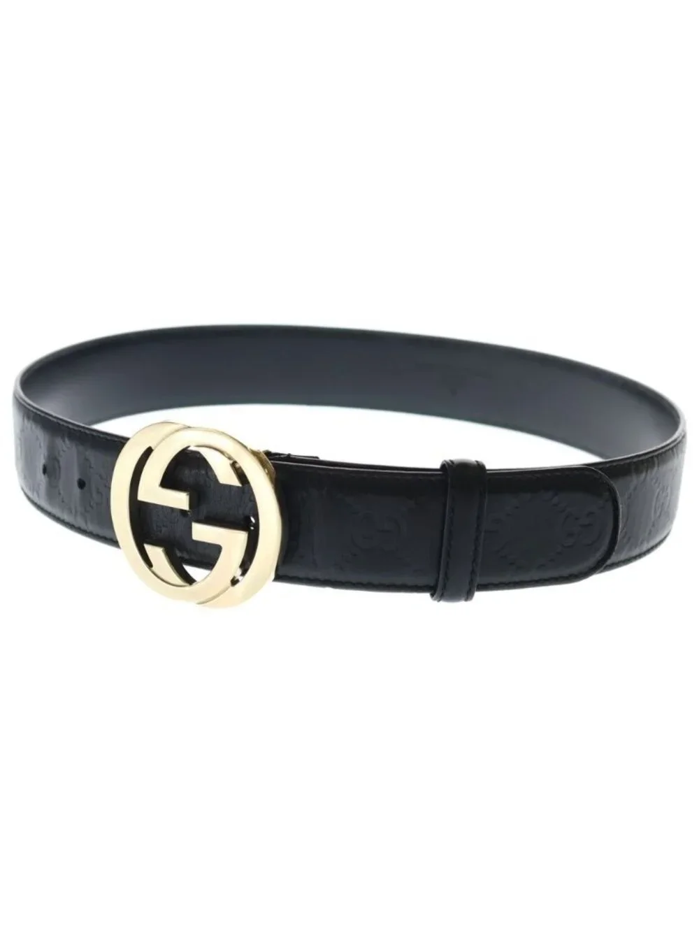 Gucci Interlocking Leather Belt Gold Black