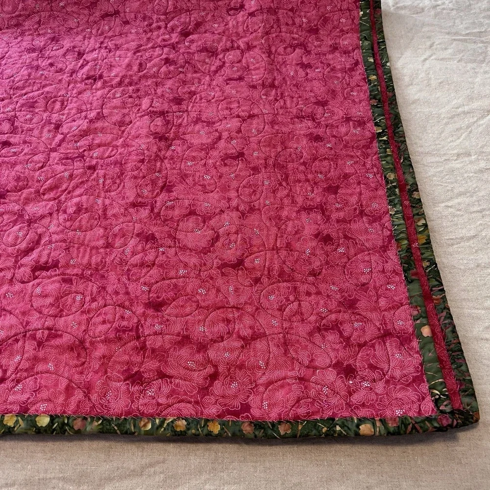 Vintage Patchwork Handmade Floral Lap Throw Quilt 56 X 66 Personalized Jenny EUC