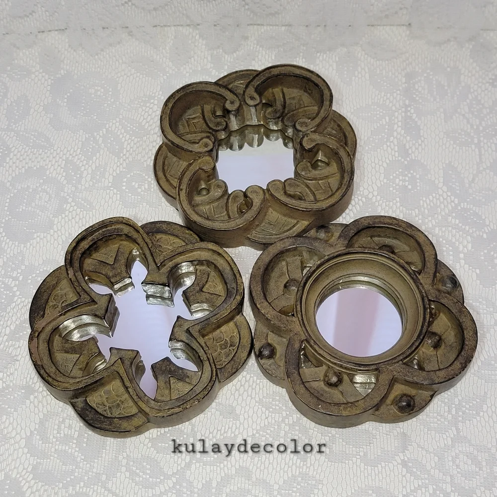 2004 Vintage Celtic Knot Wood Wall Mirror Set – 3 Piece Decorative Wall Art