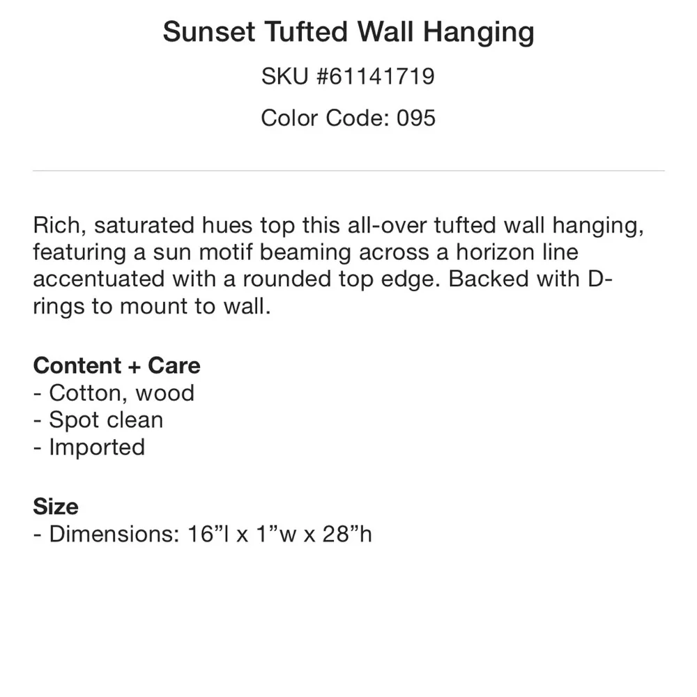 Urban Outfitters sunset tufted