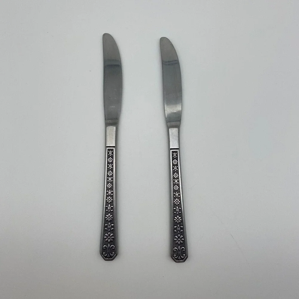 Interpur Petal‎ Florenz Stainless Flatware Knives Japan Vintage MCM (Lot of 2)
