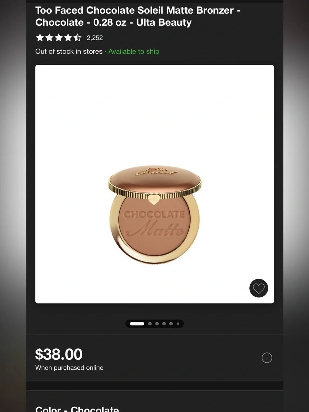 Too Faced matte bronzer