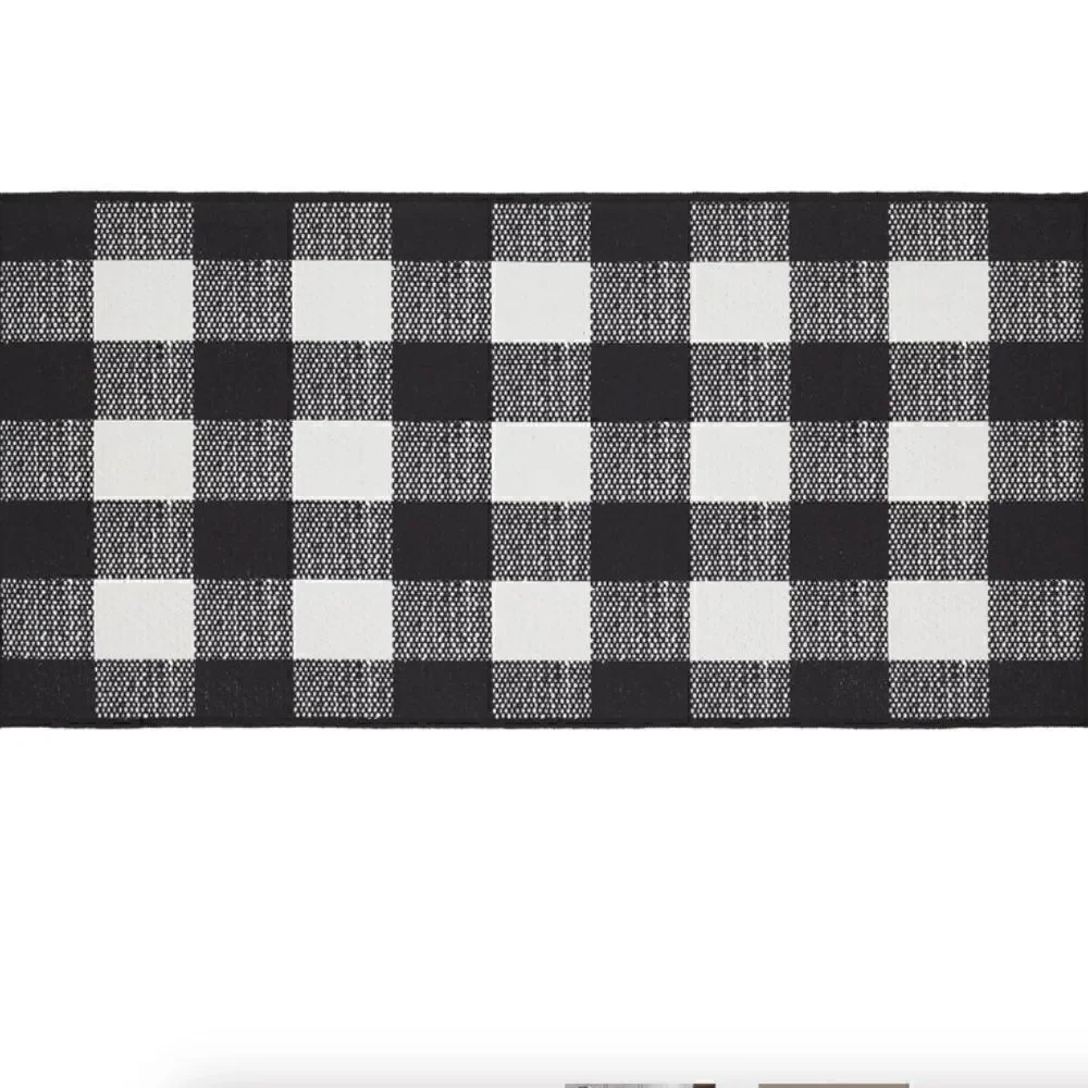 Farmhouse Buffalo Plaid Rug Black White Classic Floor Mat Country Primitive